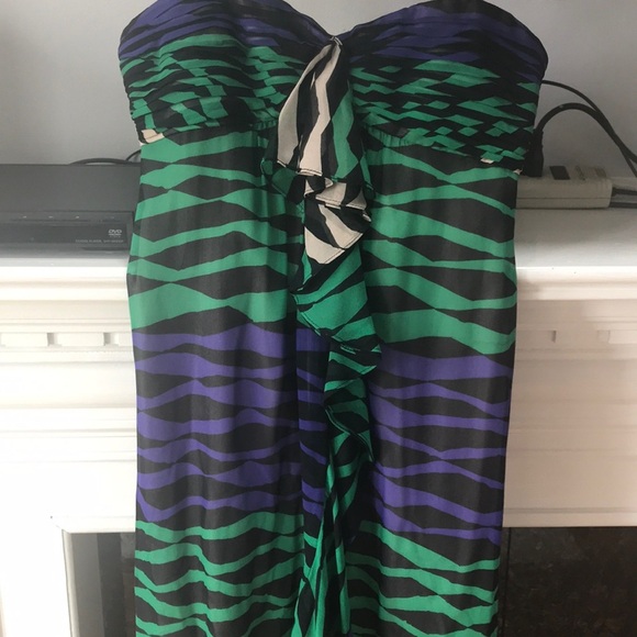 BCBG silk chiffon maxi dress multi size 0 - Picture 2 of 5